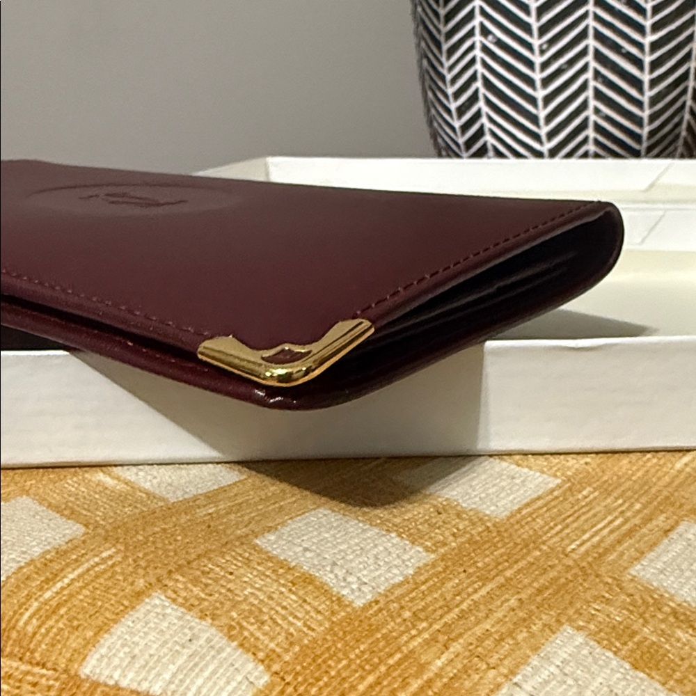 Cartier Burgundy Leather Wallet with Gold Details - Picture 8 of 16